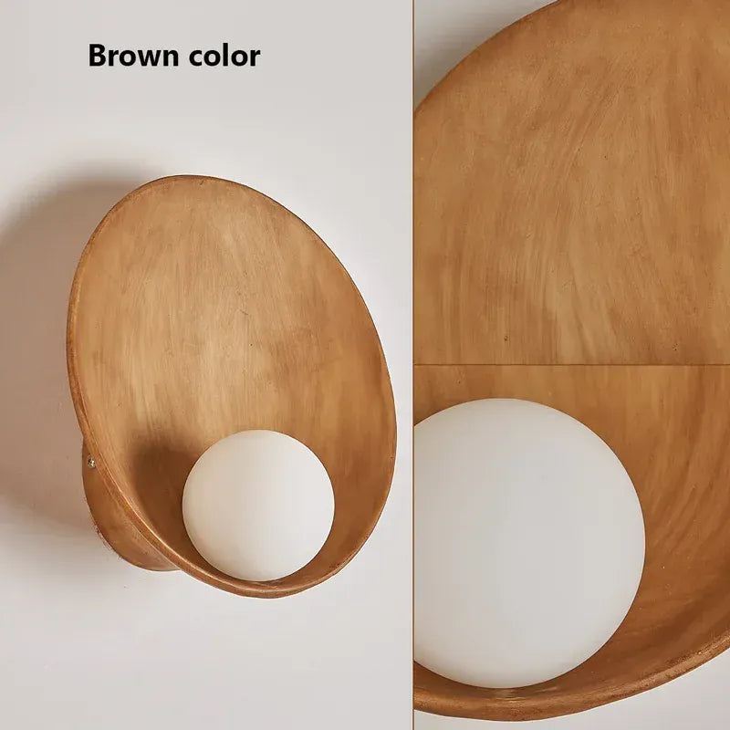 Nøordka Light Wall Light Fixtures Wood / Warm White Japanese Style Shell Wall Lamp Light Fixture