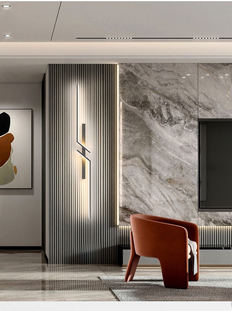 NORDIC LIGHT Modern Black Linear Wall Light Sconce For Indoor Spaces