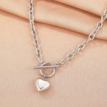 Load image into Gallery viewer, Paperclip Chain Circle Lock Heart Pendant Necklace
