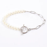 Load image into Gallery viewer, Paperclip Chain Pearl Blended Bracelet and Necklace
