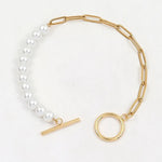 Load image into Gallery viewer, Paperclip Chain Pearl Blended Bracelet and Necklace
