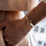 Load image into Gallery viewer, Paperclip Chain Pearl Blended Bracelet and Necklace

