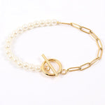 Load image into Gallery viewer, Paperclip Chain Pearl Blended Bracelet and Necklace
