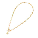 Load image into Gallery viewer, Paperclip Letter Initial Circle Lock Clasp Necklace
