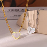 Load image into Gallery viewer, Paperclip Shell Heart Pendant Necklace
