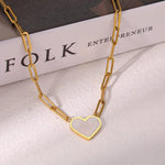 Load image into Gallery viewer, Paperclip Shell Heart Pendant Necklace

