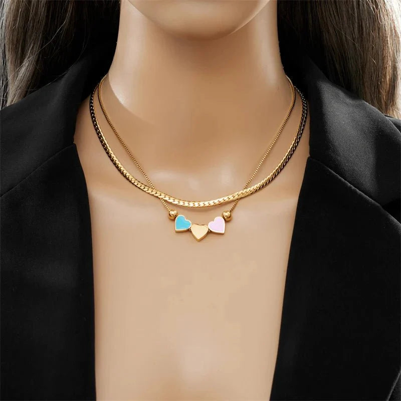 Pastel Forever Love Heart Necklace and Bracelet