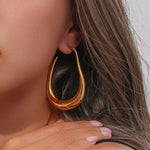 Load image into Gallery viewer, Pear Outlined Hoop Earrings
