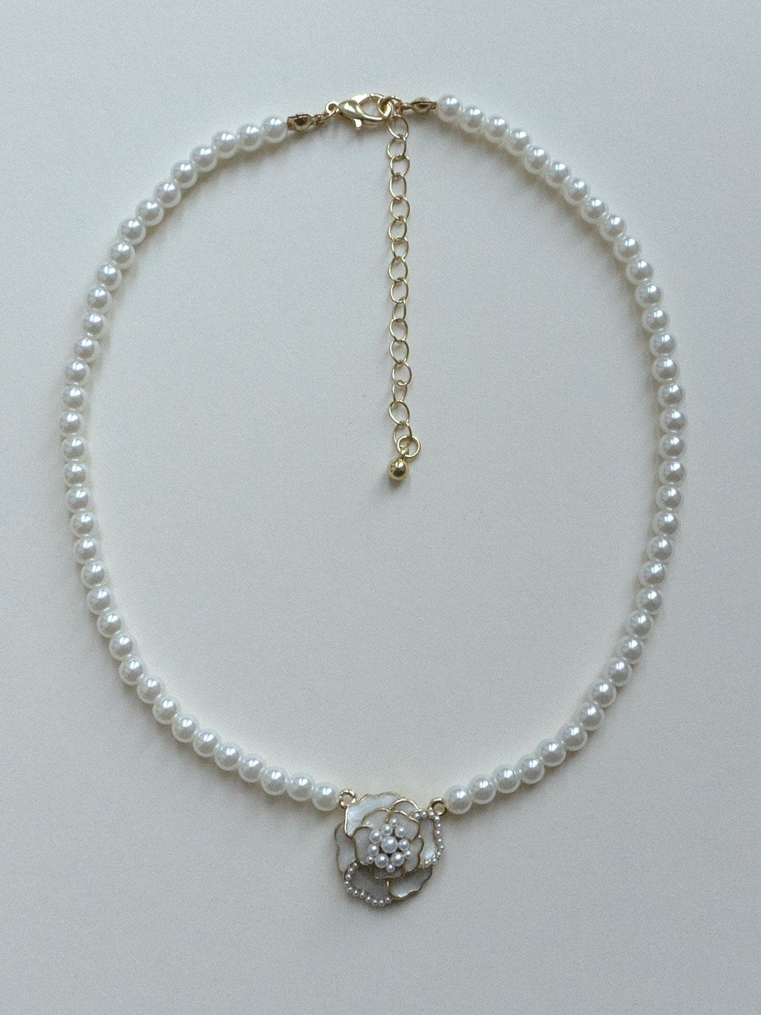 Pearl Choker with Rose Blossom Pendant