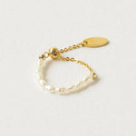 Load image into Gallery viewer, Pearl Dangle Chain Ring

