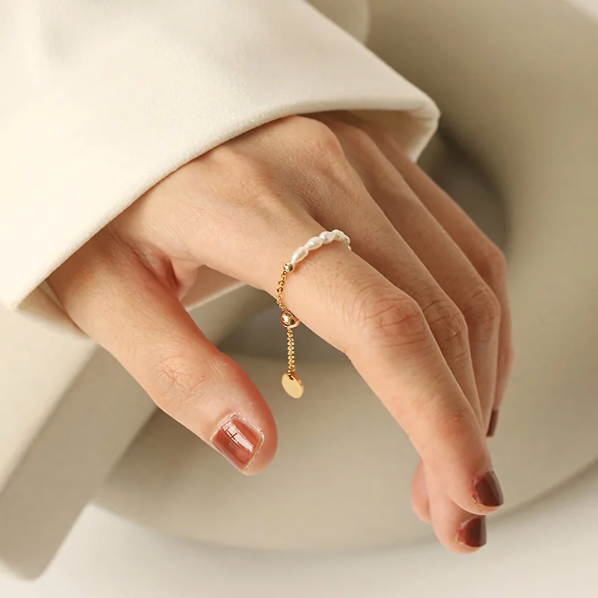 Pearl dangle chain ring 779644