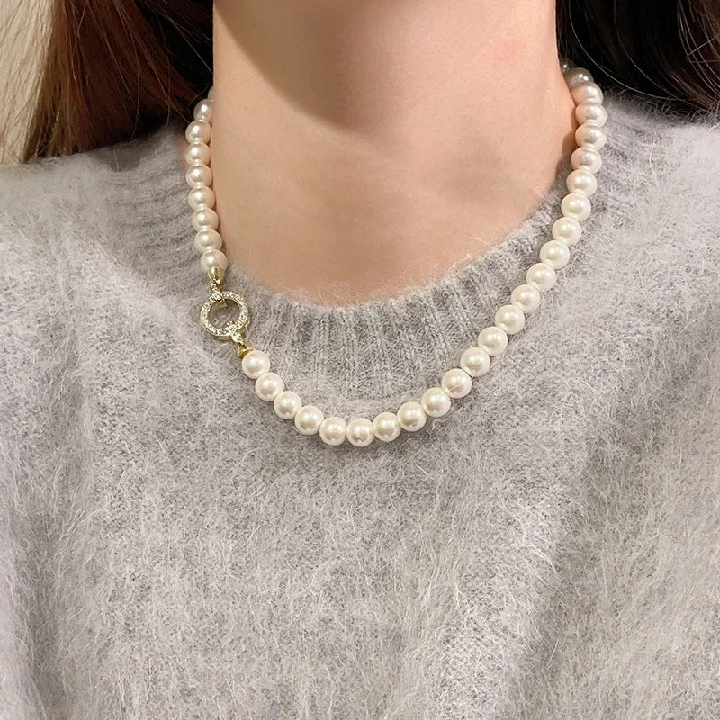 Pearl diamond accented circle pendant bracelet and necklace 188722