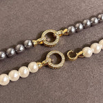 Load image into Gallery viewer, Pearl Diamond Accented Circle Pendant Bracelet and Necklace
