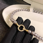 Load image into Gallery viewer, Pearl Diamond Accented Circle Pendant Bracelet and Necklace
