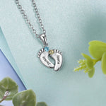 Load image into Gallery viewer, Personalized Baby Feet Name &amp; Birthstone Necklace
