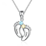 Load image into Gallery viewer, Personalized Baby Feet Name &amp; Birthstone Necklace
