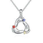 Load image into Gallery viewer, Personalized Baby Feet Name &amp; Birthstone Necklace
