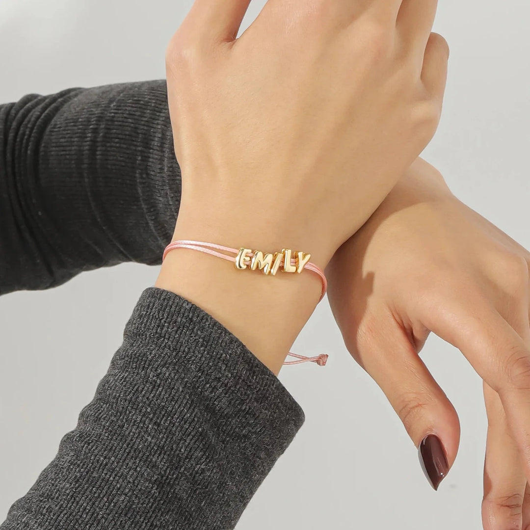 Personalized Bubble Name Layered Rope Bracelet