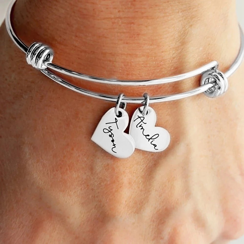 Personalized family bangle bracelet