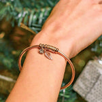Load image into Gallery viewer, Personalized Leaf Birthstone &amp; Name Family Bangle Bracelet
