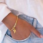 Load image into Gallery viewer, Personalized Leaf Birthstone &amp; Name Family Bangle Bracelet
