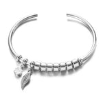 Load image into Gallery viewer, Personalized Leaf Birthstone &amp; Name Family Bangle Bracelet
