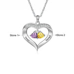 Load image into Gallery viewer, Personalized Names &amp; Birthstones Heart Pendant Necklace
