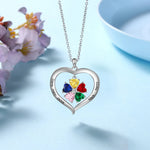 Load image into Gallery viewer, Personalized Names &amp; Birthstones Heart Pendant Necklace
