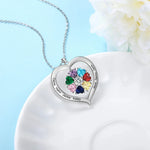 Load image into Gallery viewer, Personalized Names &amp; Birthstones Heart Pendant Necklace
