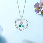 Load image into Gallery viewer, Personalized Names &amp; Birthstones Heart Pendant Necklace
