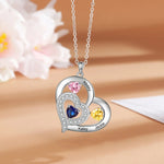 Load image into Gallery viewer, Personalized Name &amp; Birthstone Heart Necklace
