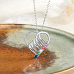 Load image into Gallery viewer, Personalized Name &amp; Birthstone Heart Striped Pendant Necklace
