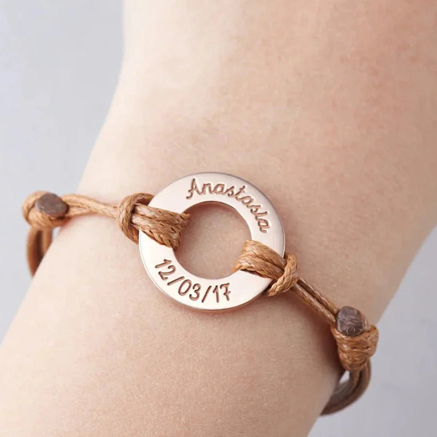 Personalized name disc rope bracelet 767890