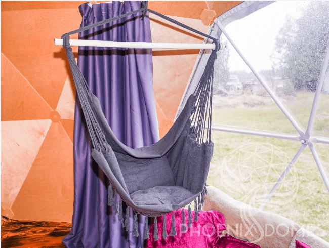 PHOENIX DOMES Fabric Chair - Charcoal - Single Hanging Chair for Phoenix Domes Geodesic Dome