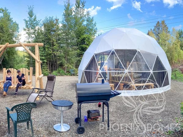 PHOENIX DOMES Geodesic Domes White Phoenix Domes - Light Frame 4 Season Glamping Package Dome - 20&#39;/6m