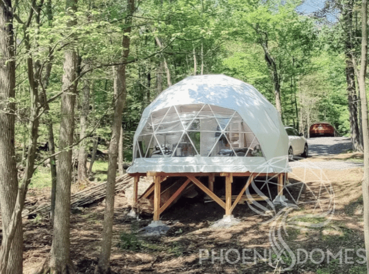 PHOENIX DOMES Geodesic Domes White Phoenix Domes - Medium Frame 4 Season Glamping Package Dome - 16'/5m