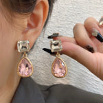 Load image into Gallery viewer, Pink Square Teardrop Diamond Earrings
