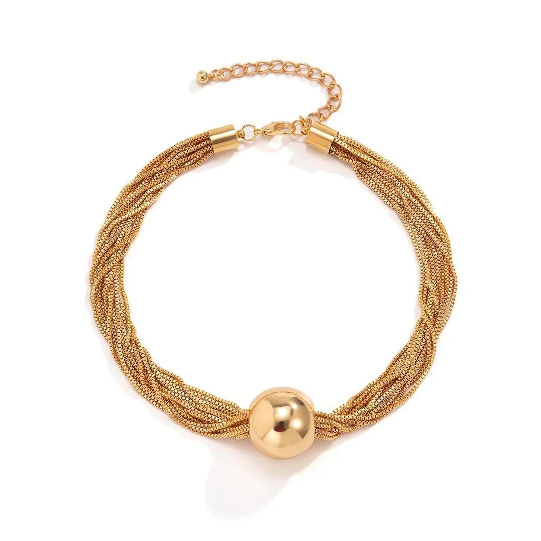 Posh Multi Layered Chain Ball Necklace and Bracelet