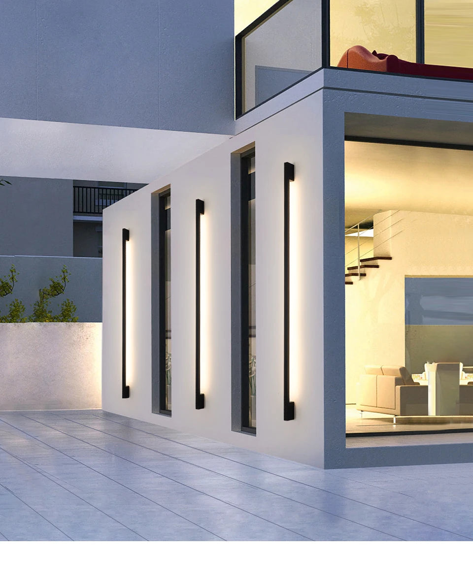 PREMIER HOME FIXTURES Outdoor Light Black Minimalist Long Strip Outdoor LED Wall Sconce
