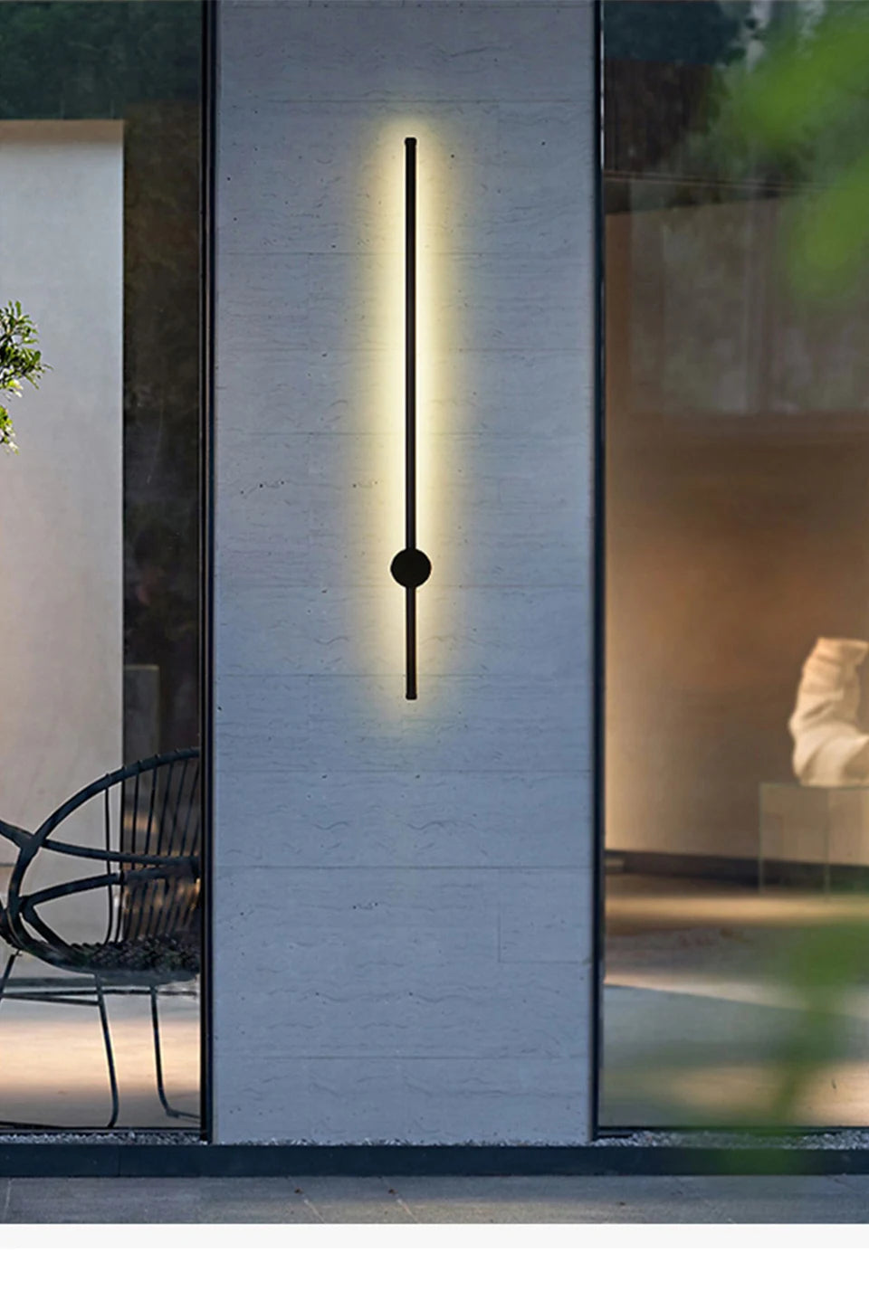 PREMIER HOME FIXTURES Outdoor Light Black Modern Long Strip Outdoor LED Wall Sconce