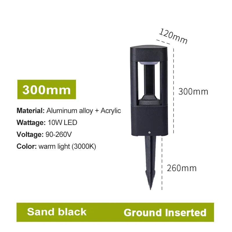 PREMIER HOME FIXTURES Outdoor Light Warm White / 30cm ground insert Black Modern Outdoor LED Bollard Light