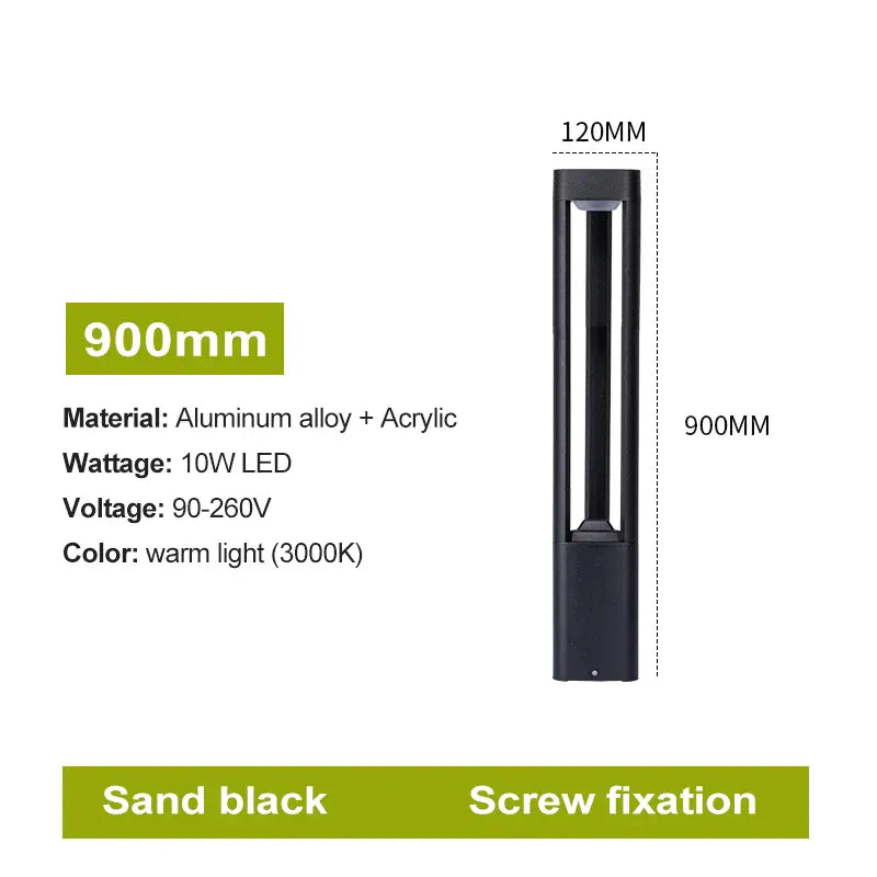 PREMIER HOME FIXTURES Outdoor Light Warm White / 90cm screw fix Black Modern Outdoor LED Bollard Light