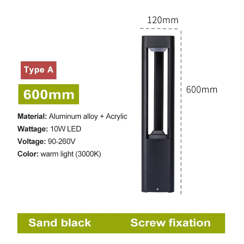 PREMIER HOME FIXTURES Outdoor Light Warm White / A 60cm screw fix Black Modern Outdoor LED Bollard Light