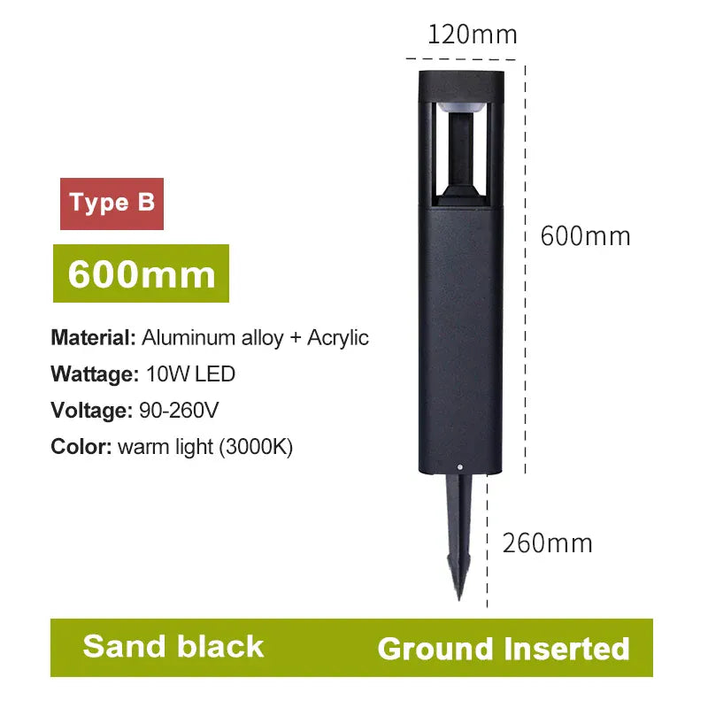 PREMIER HOME FIXTURES Outdoor Light Warm White / B 60cm ground insert Black Modern Outdoor LED Bollard Light