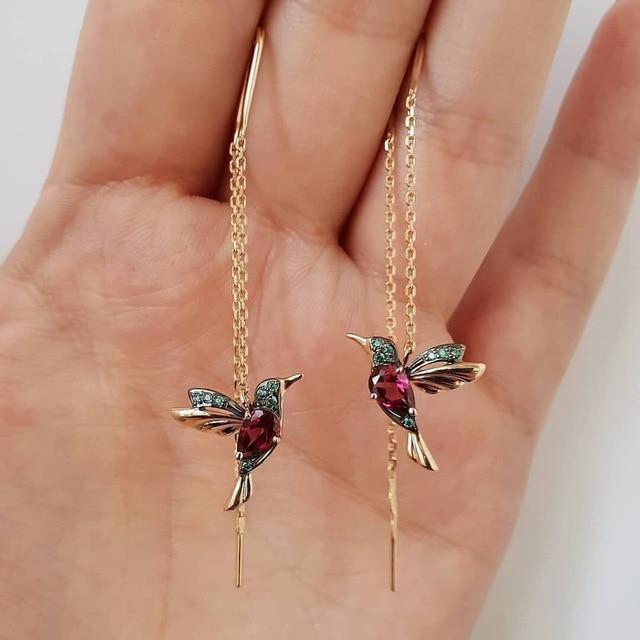 Elegant Zirconia Hummingbird Earrings