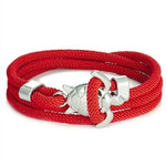 Load image into Gallery viewer, Elegant Sea Turtle Bracelet red braided bracelet with silver anchor clasp displayed on a white background.
