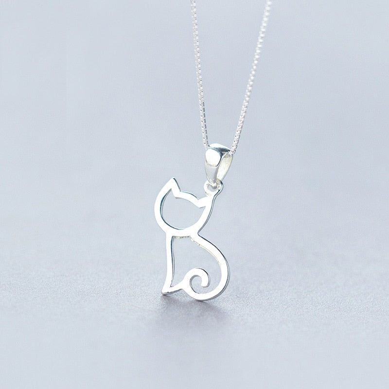 Cute Cat Pendant Hollow Necklace