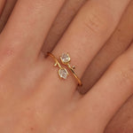 Load image into Gallery viewer, Double Birthstones Ring With Tulip Design
