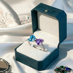 Load image into Gallery viewer, Double Birthstones Ring With Bow &amp; Twisted Rope Band In Gold
