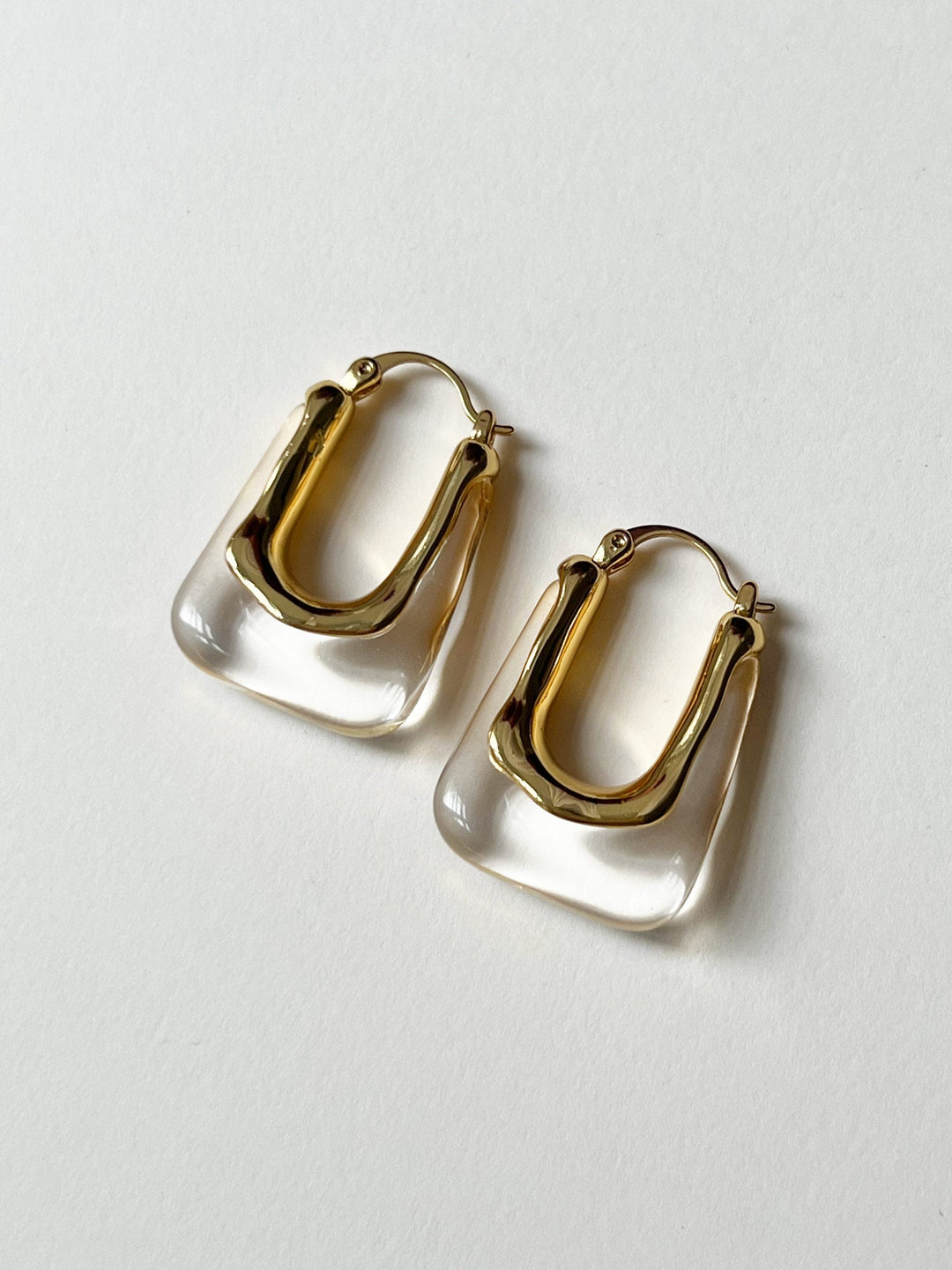 Mia Clear Rectangular Hoop Earrings